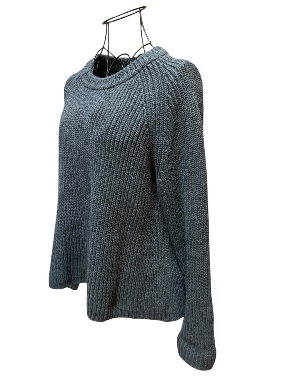 Quince Dark Charcoal Organic Cotton Ribbed Crewneck Sweater - Picture 3 of 7